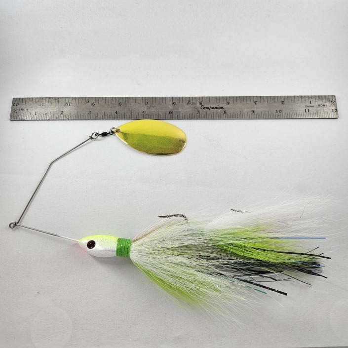12-inch Spinner Bait Fishing Lure for Muskie, Pike, Walleye in the Great Lakes and Inland Lakes - BuchesBackwaterBaits.com