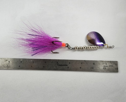 7-inch Bucktail Bait Fishing Lure, Hand-Tied, Single Colorado Blade for Muskie, Pike, Walleye in Great Lakes Region - BuchesBackwaterBaits.com